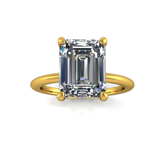 2.59ct Emerald Cut Lab Grown Audrey Design Yellow Gold