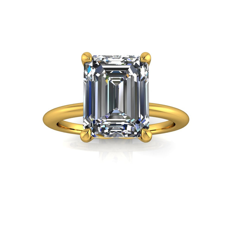 3.53ct Emerald Cut Lab Grown Audrey Design Yellow Gold