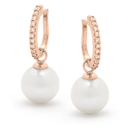Freshwater Pearl & Diamond Earrings rose gold