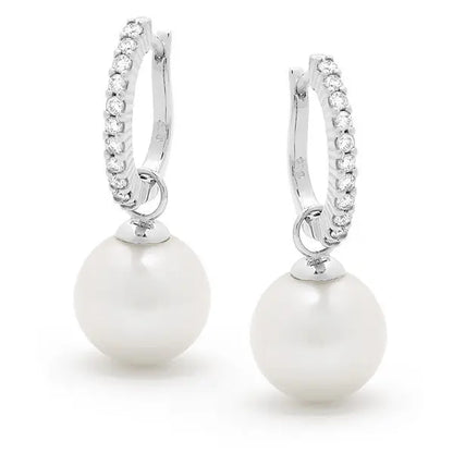 Freshwater Pearl & Diamond Earrings