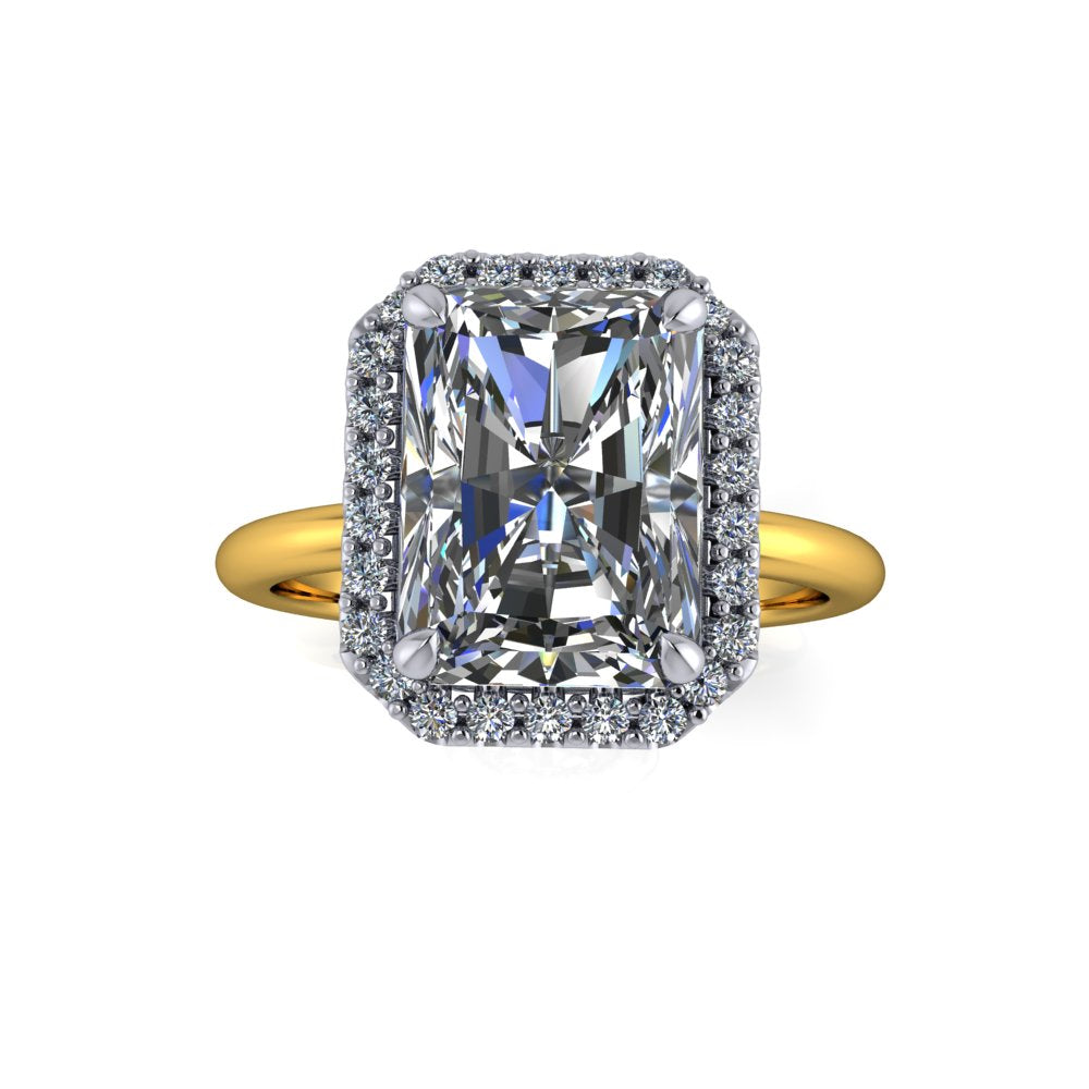 2.03ct Radiant Cut Lab Grown Custom Halo Design Two - tone