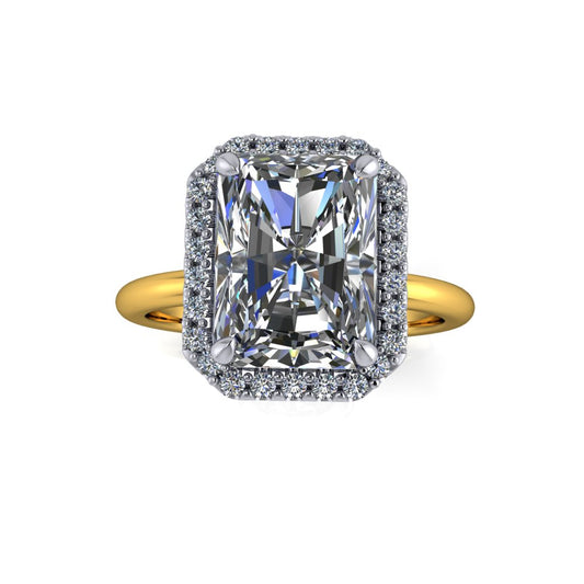 2.03ct Radiant Cut Lab Grown Custom Halo Design Two - tone