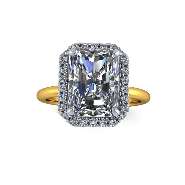 2.03ct Radiant Cut Lab Grown Custom Halo Design Two - tone