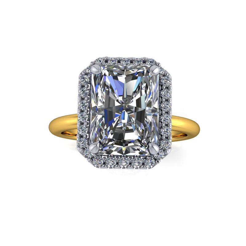 2.03ct Radiant Cut Lab Grown Custom Halo Design Two - tone