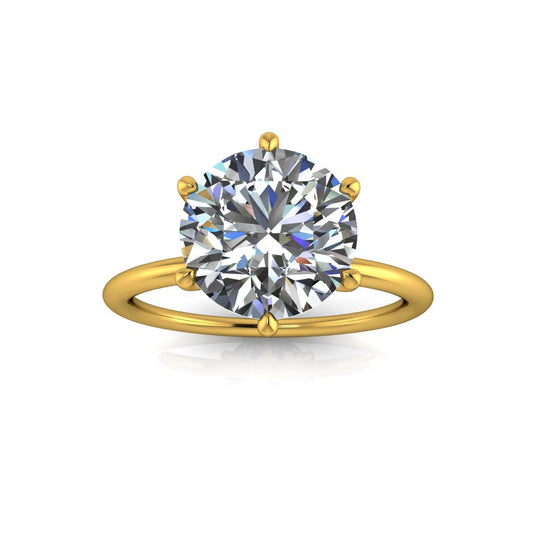 3.55ct Round Cut Lab Grown Henri Design Yellow Gold