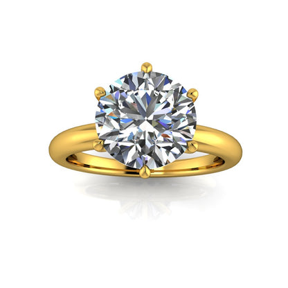 2.57ct Round Cut Lab Grown Henri Design Yellow Gold