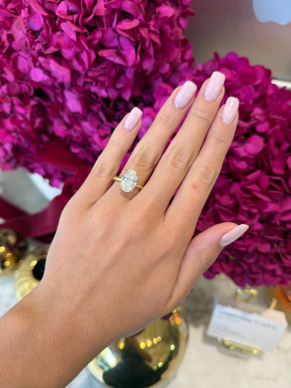 3.64ct Oval Cut Lab Grown Audrey Design 18ct Yellow Gold