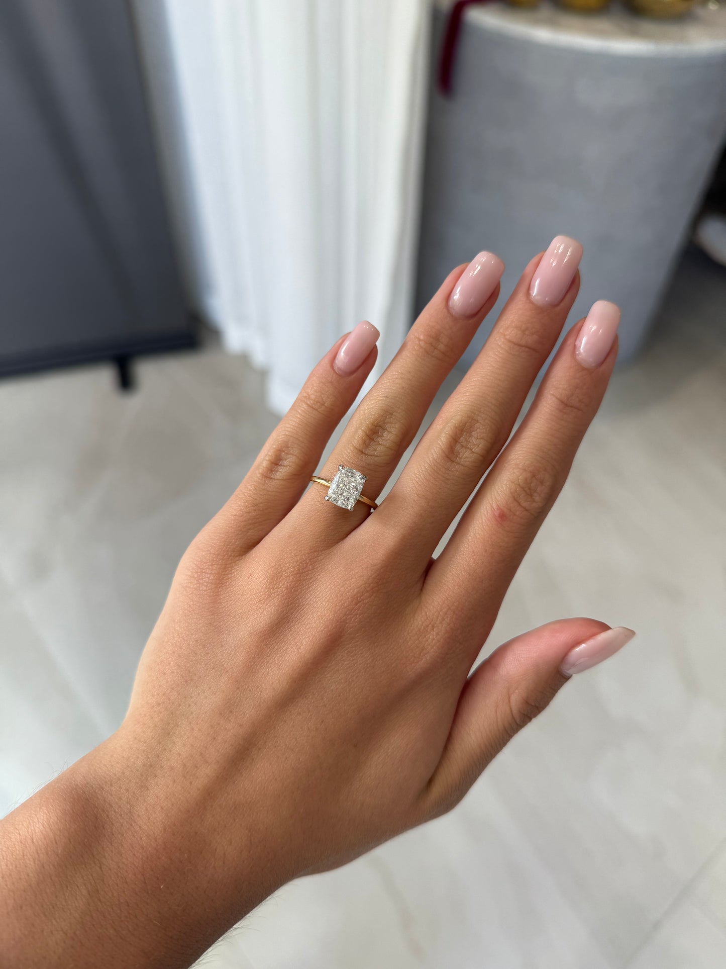 2.50ct Cushion Cut Lab Grown Audrey Design Two-Tone