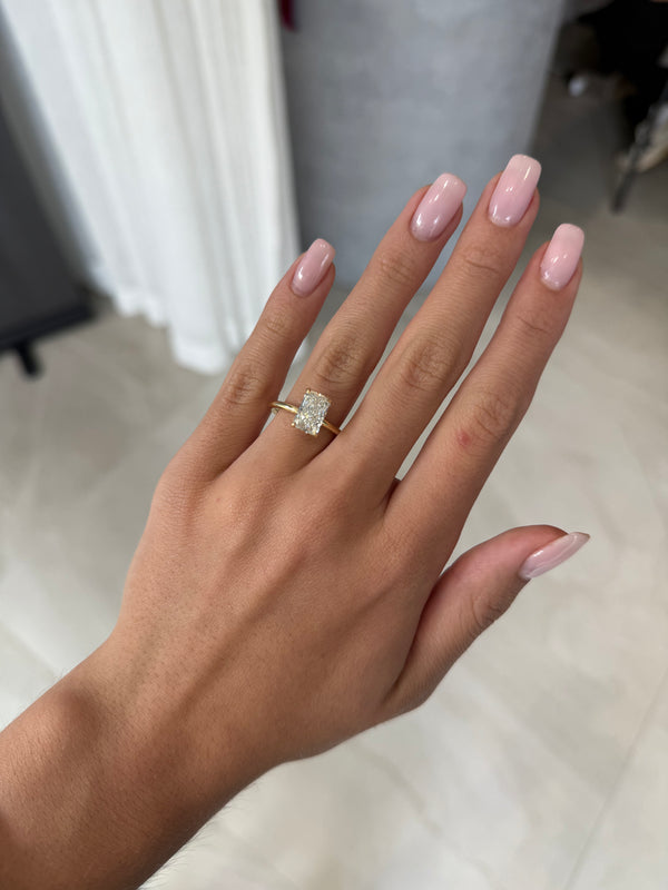 2.08ct Radiant Cut Lab Grown Audrey Design Yellow Gold