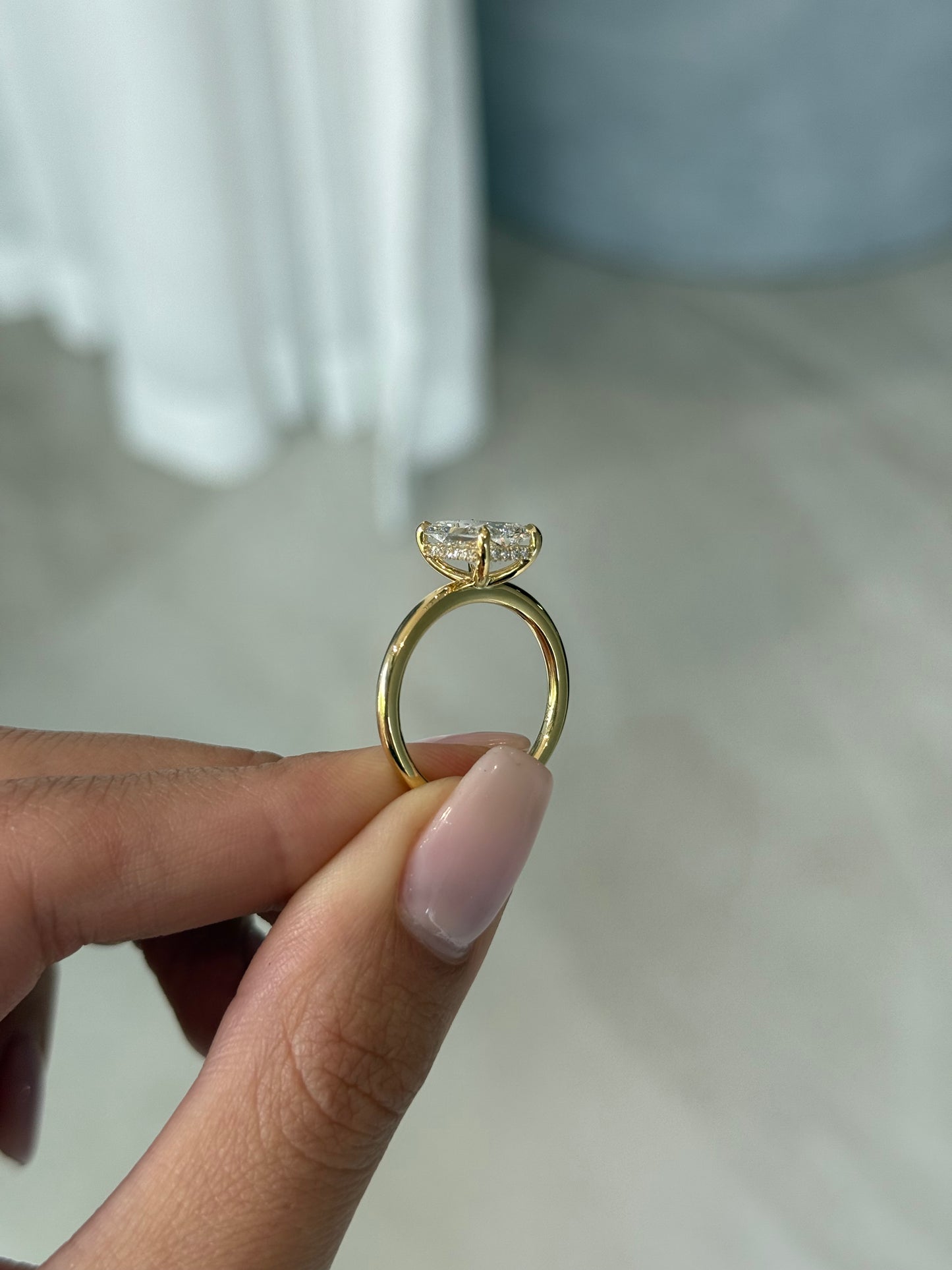 2.08ct Radiant Cut Lab Grown Audrey Design Yellow Gold