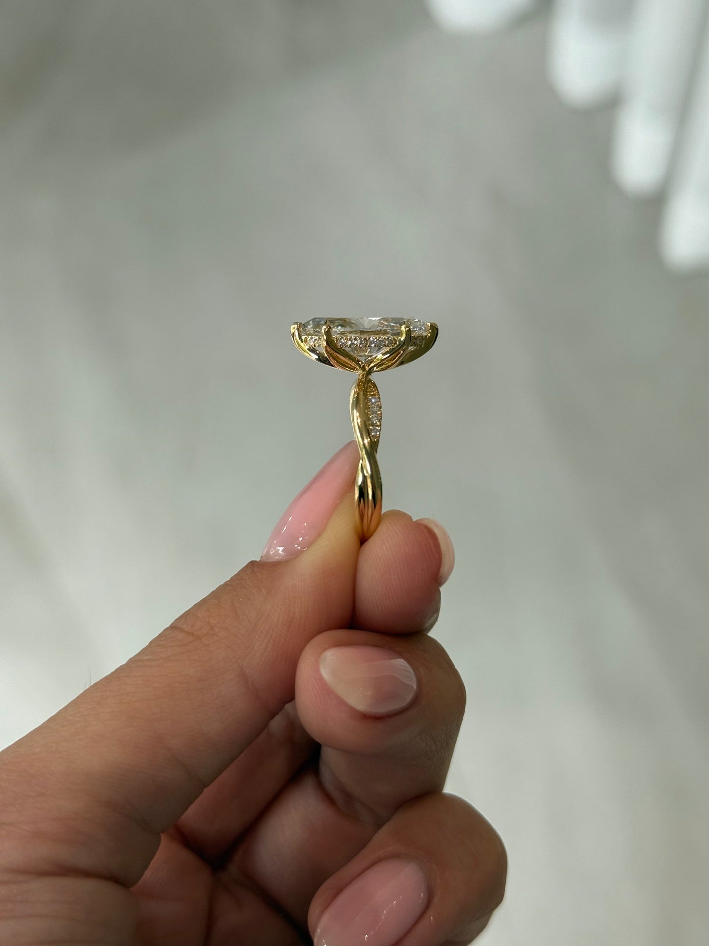 4.08ct Marquise Cut Lab Grown Amelia Design Yellow Gold