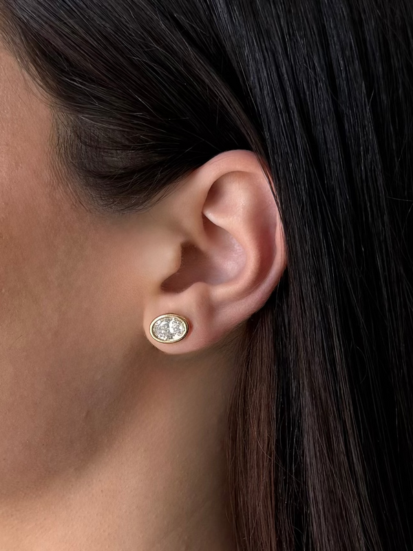 Bezel Set Oval Cut Lab Grown Earrings
