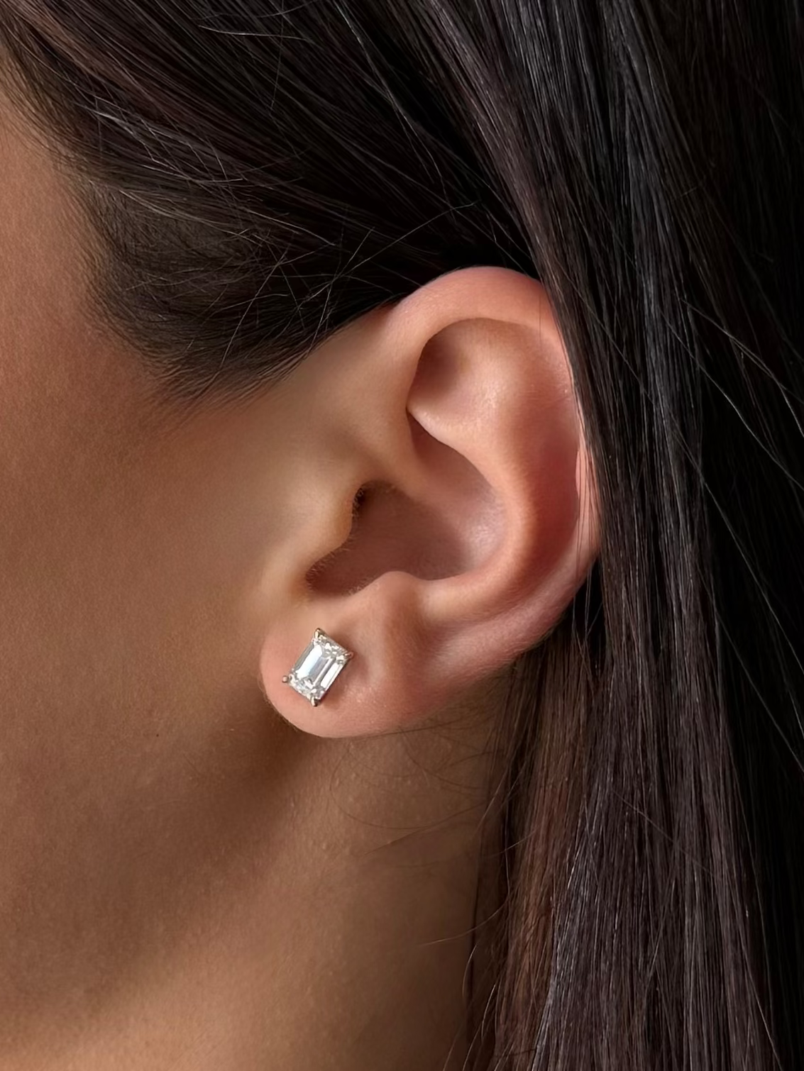 Emerald Cut Lab Grown Diamond Earrings