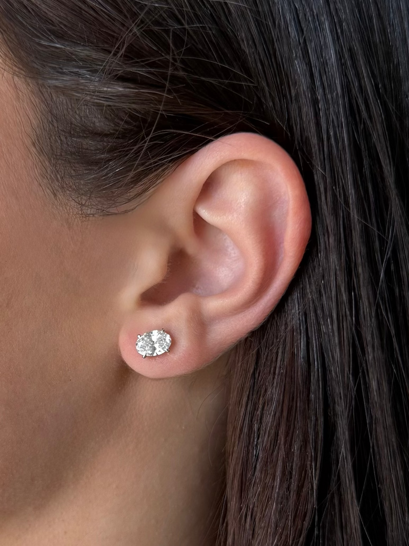 Oval Cut Lab Grown Diamond Earrings