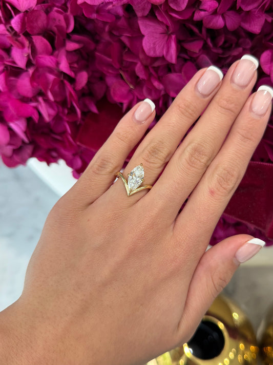 2.01ct Marquise Cut Lab Grown Hilary Design Yellow Gold