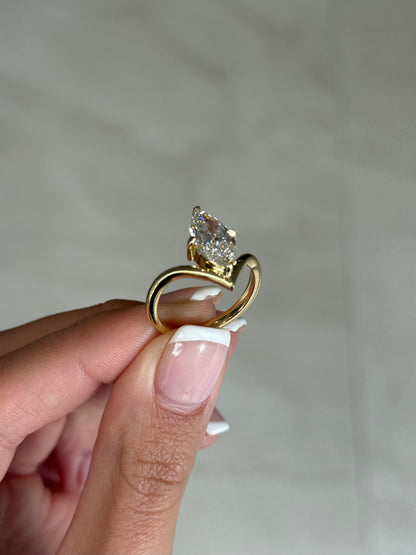2.01ct Marquise Cut Lab Grown Hilary Design Yellow Gold