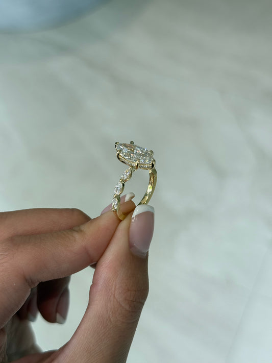 3.03ct Marquise Cut Lab Grown Electra Design Yellow Gold
