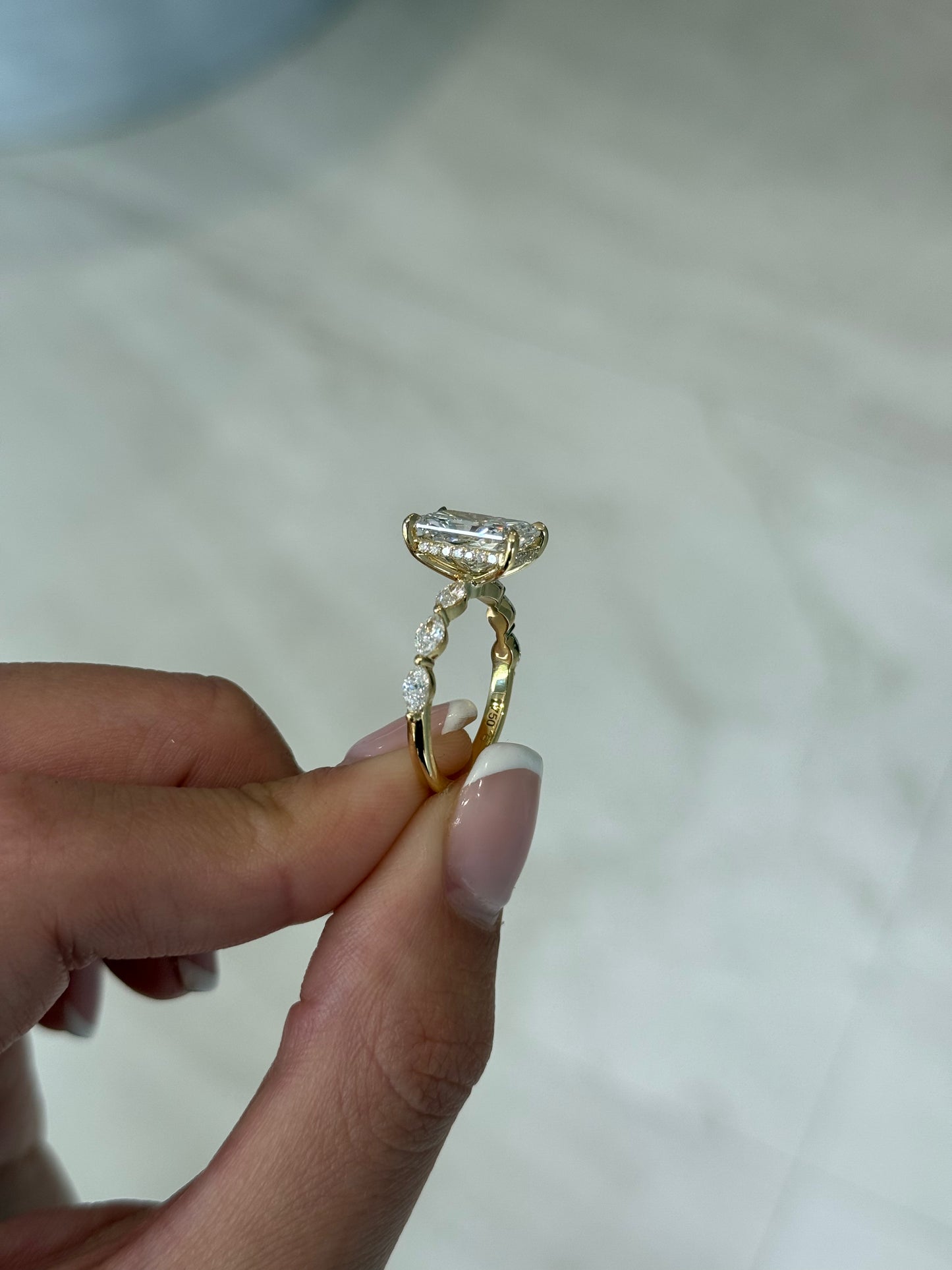 3.01ct Radiant Cut Lab Grown Electra Design Yellow Gold