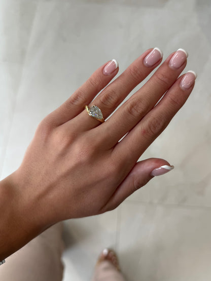 2.01ct Pear Cut Lab Grown Mia Design Yellow Gold