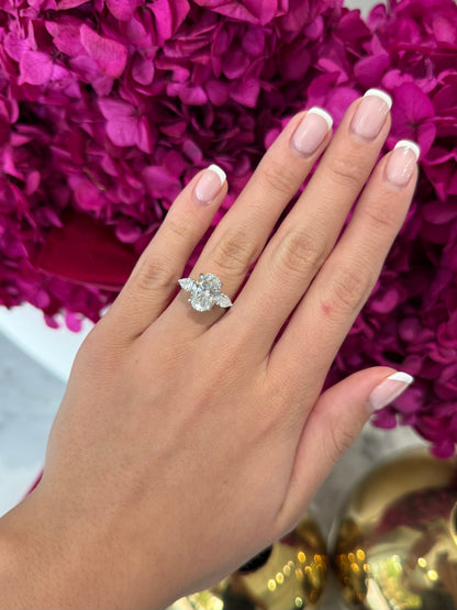 3.05ct Oval Cut Lab Grown Custom Rosetta Design Platinum