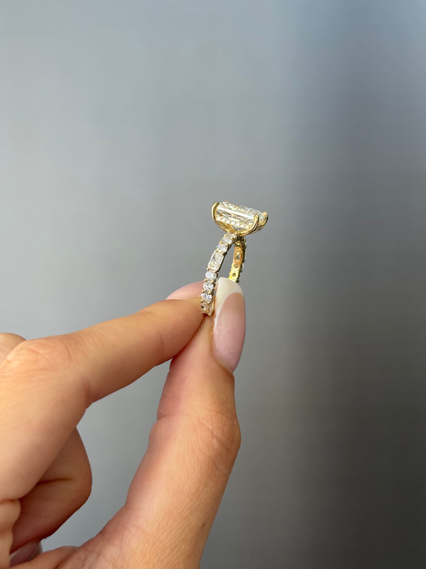 3.53ct Radiant Cut Lab Grown Daniella Design Yellow Gold