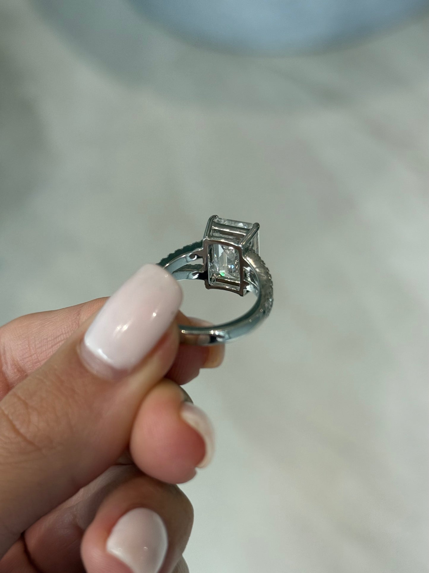 5.00ct Emerald Cut Lab Grown Diamond Simone Design Platinum