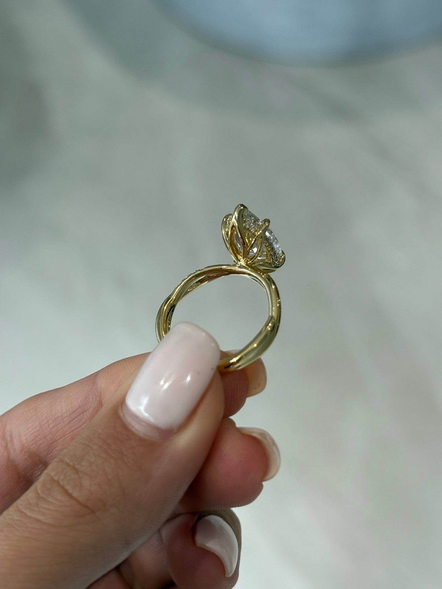 4.08ct Marquise Cut Lab Grown Amelia Design Yellow Gold