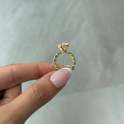 3.59ct Oval Cut Lab Grown Ivy Design Yellow Gold