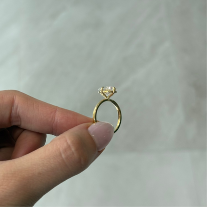 3.09ct Elongated Cushion Cut Lab Grown Compass Design Yellow Gold
