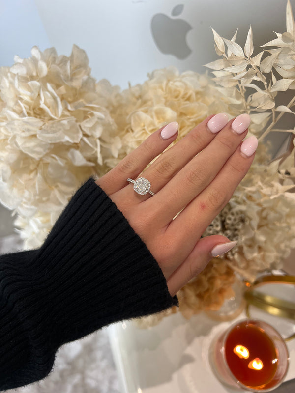 1.21ct Cushion Cut Natural Grown Custom Design White Gold