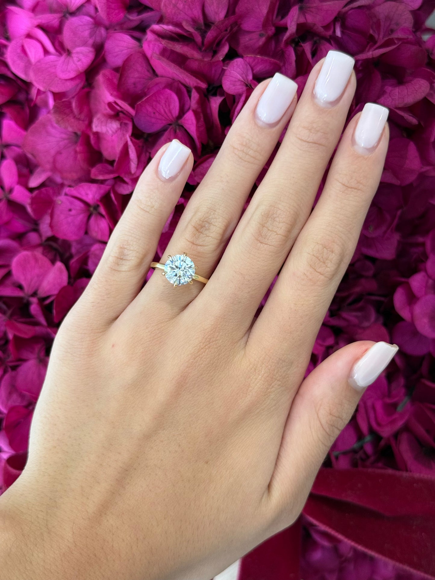 2.55ct Round Cut Lab Grown Henri Design Yellow Gold