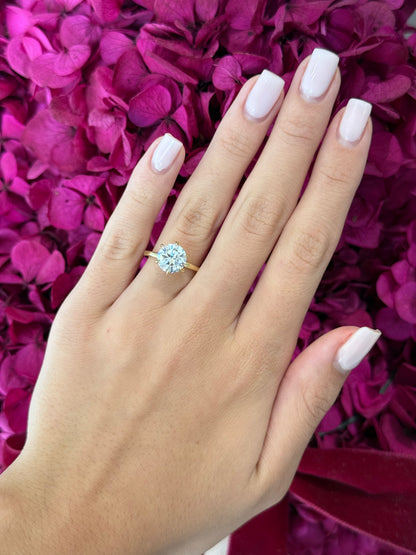 2.55ct Round Cut Lab Grown Henri Design Yellow Gold