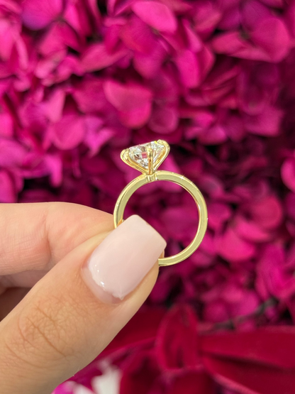 2.55ct Round Cut Lab Grown Henri Design Yellow Gold