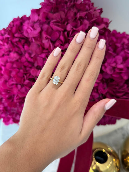 2.59ct Emerald Cut Lab Grown Audrey Design Yellow Gold