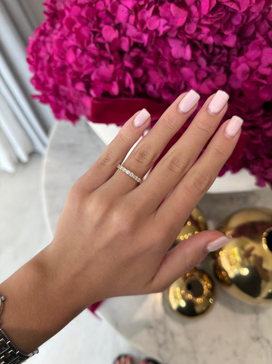 Emerald Morse Code Design Lab Grown Diamond Wedding Band