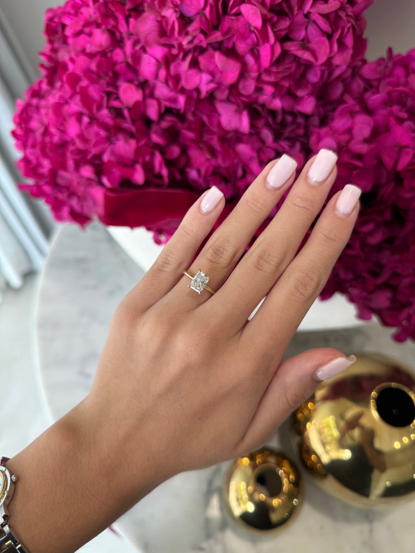 1.50ct Radiant Cut Natural Diamond Lara Design Yellow Gold