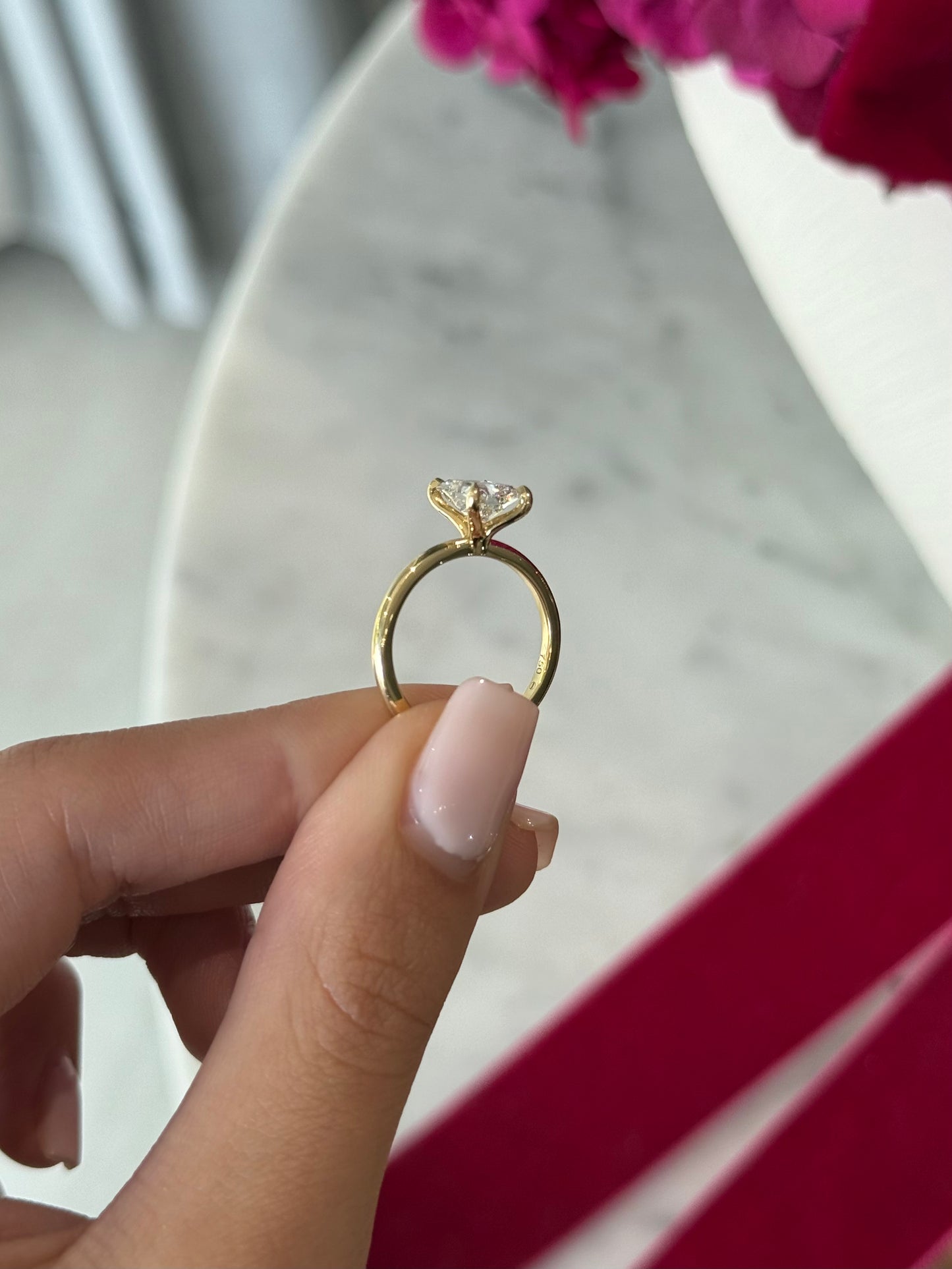 1.50ct Radiant Cut Natural Diamond Lara Design Yellow Gold