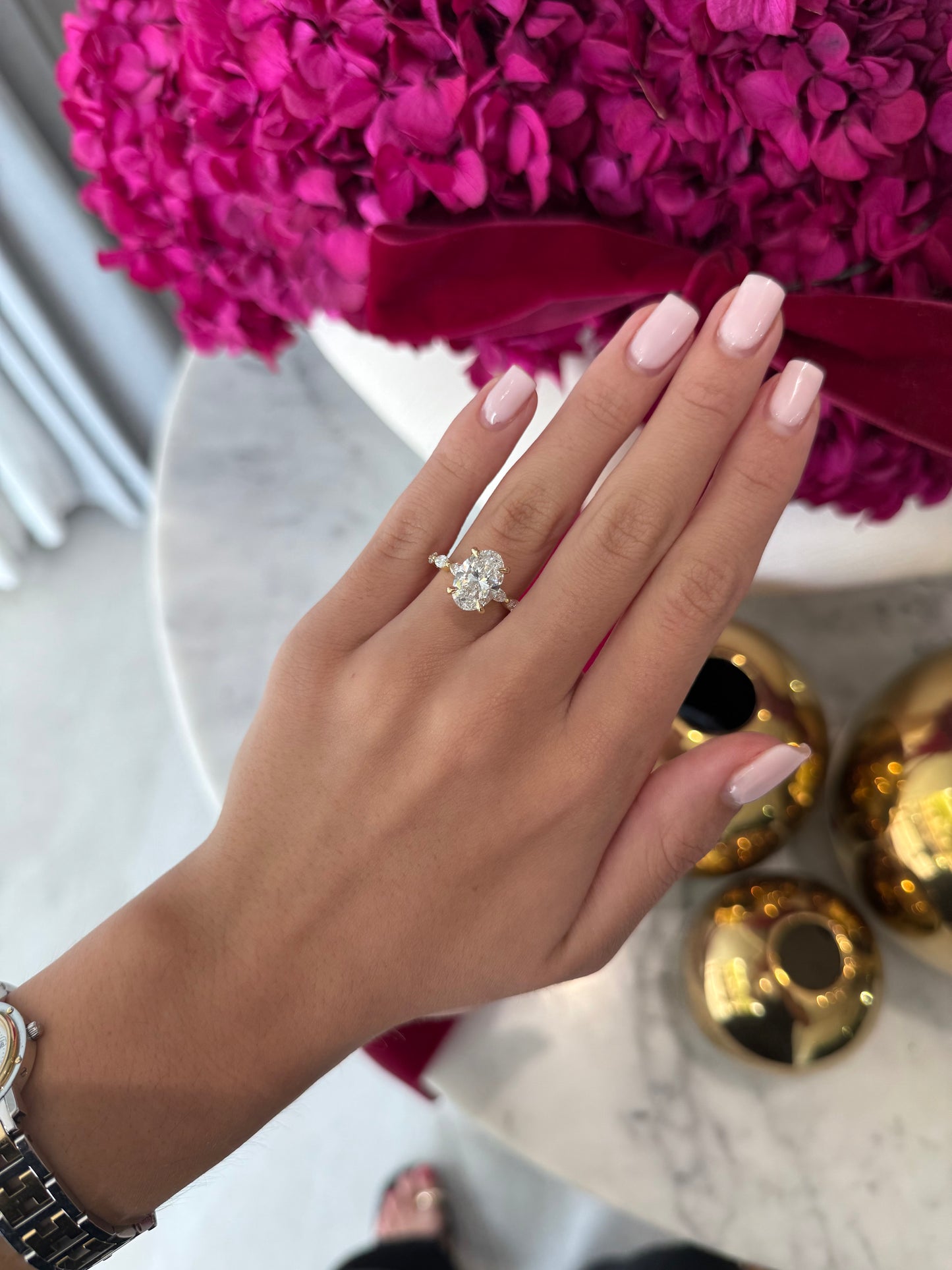 3.01ct Oval Cut Lab Grown Electra Design Yellow Gold