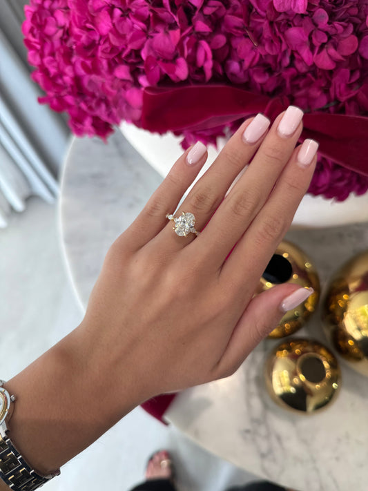 3.01ct Oval Cut Lab Grown Electra Design Yellow Gold