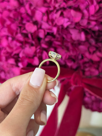 3.50ct Emerald Cut Lab Grown Audrey Design Yellow Gold