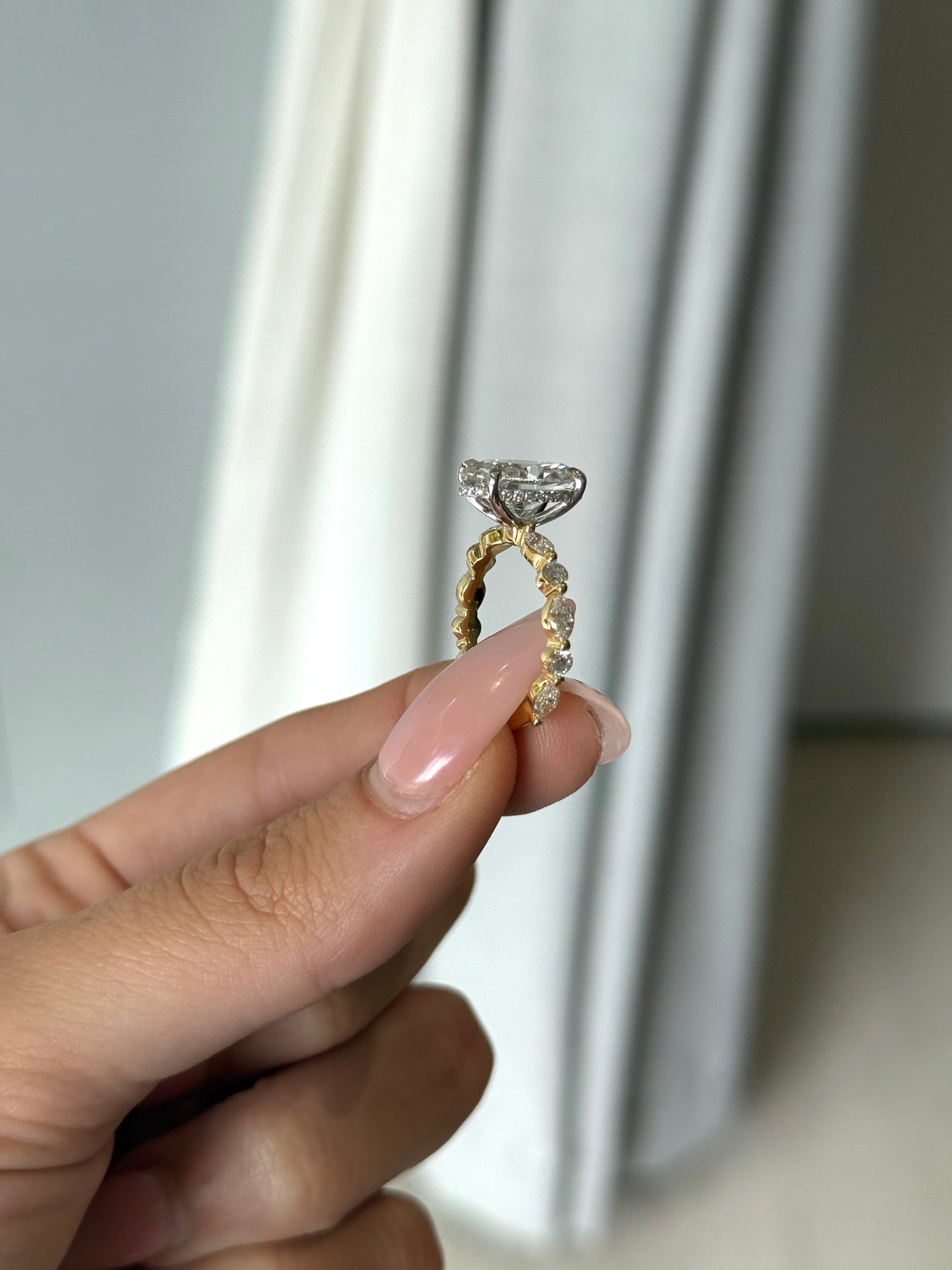 3.54ct Oval Cut Lab Grown Custom Ivy Design Two-tone