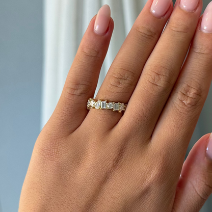 18ct Yellow Gold Puzzle Design Lab Grown Diamond Wedding Band