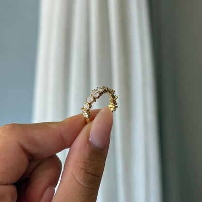18ct Yellow Gold Puzzle Design Lab Grown Diamond Wedding Band