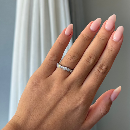 18ct White Gold Puzzle Design Lab Grown Diamond Wedding Band