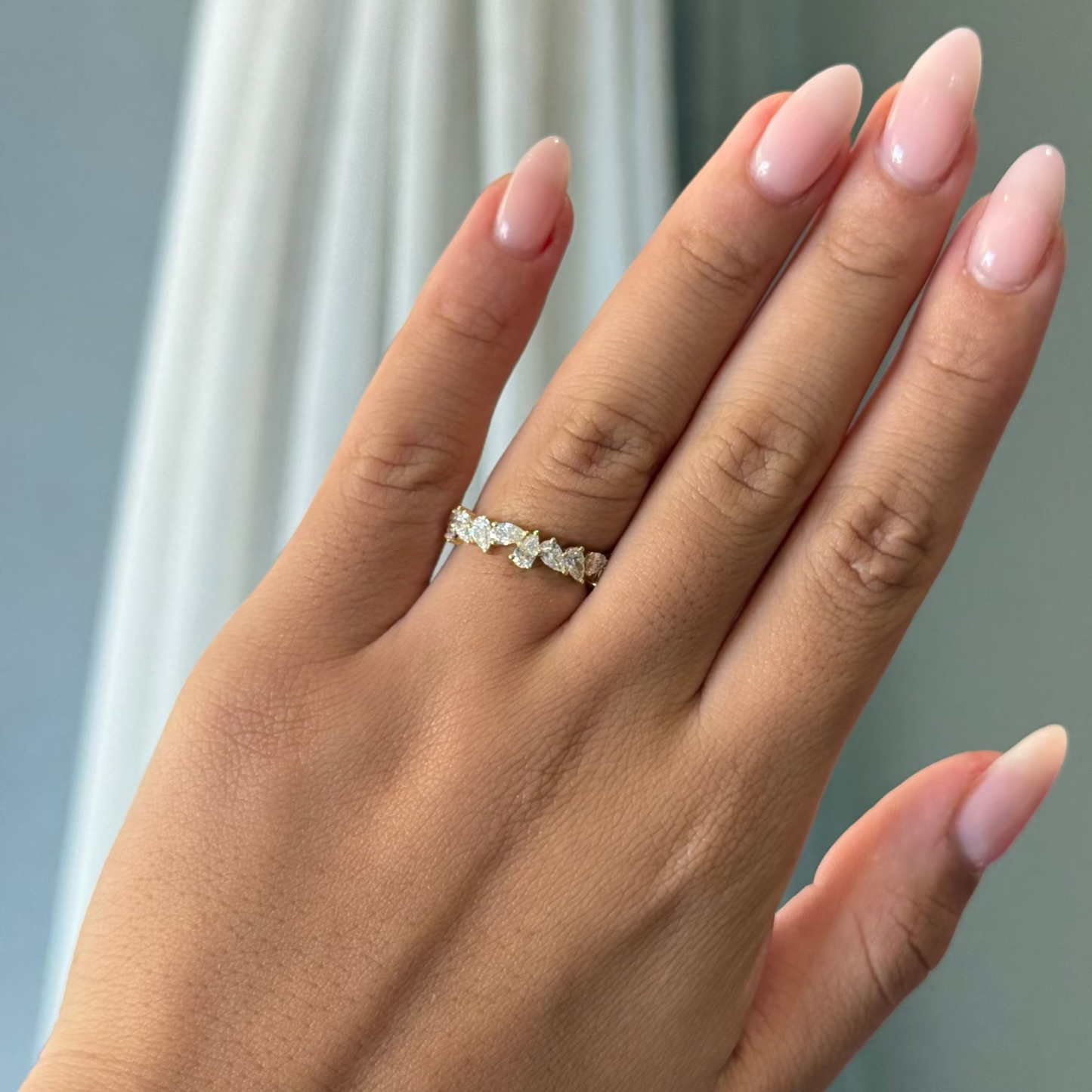 18ct Yellow Gold Pear Lab Grown Diamond Wedding Band