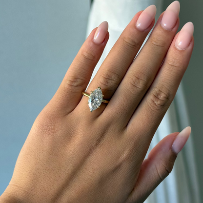 4.04ct Marquise Cut Lab Grown Audrey Design Yellow Gold