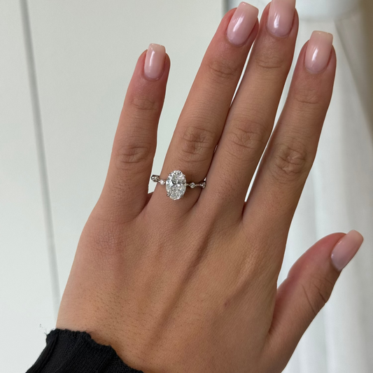 2.02ct Oval Cut Lab Grown Spaced Out Band Design Platinum