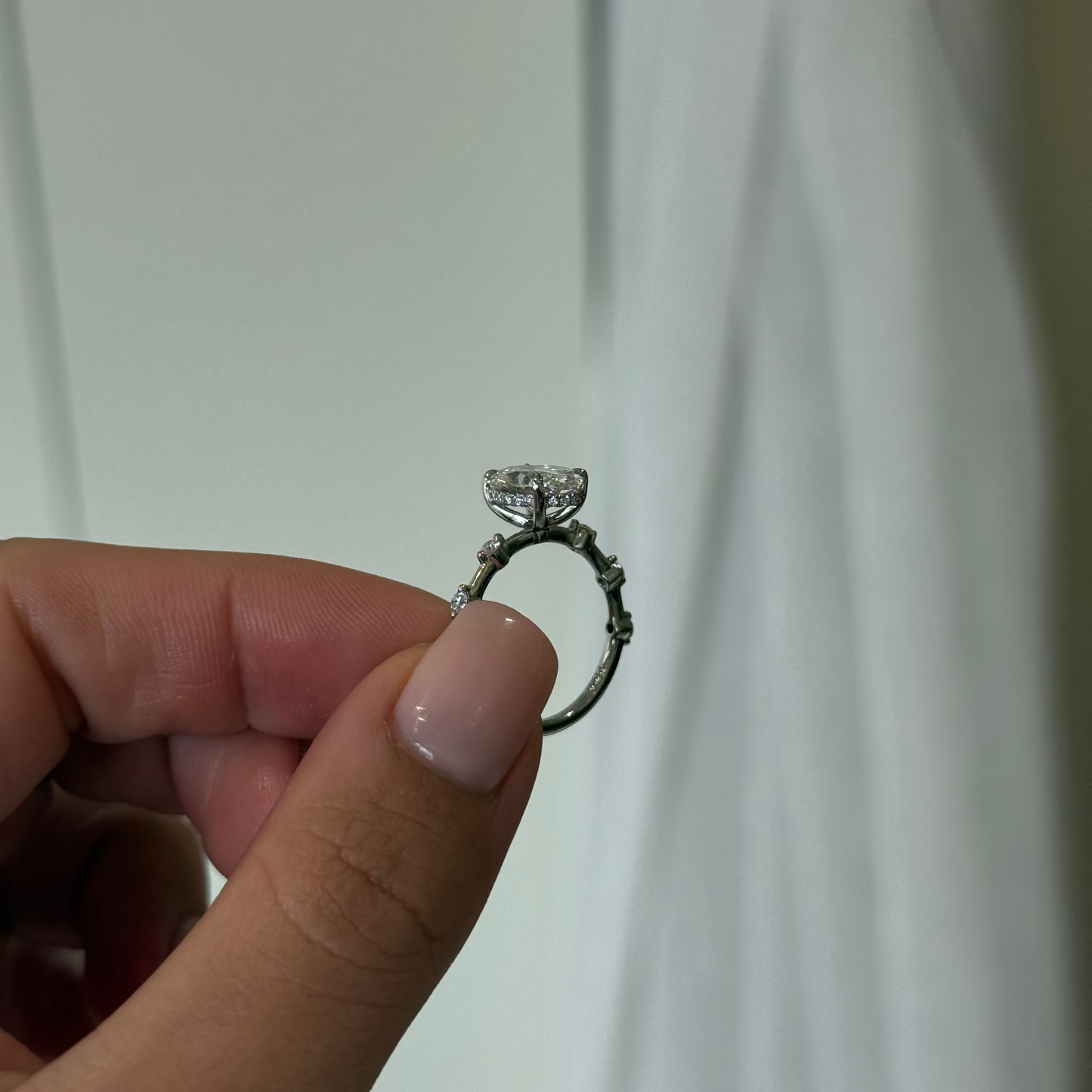 2.02ct Oval Cut Lab Grown Spaced Out Band Design Platinum