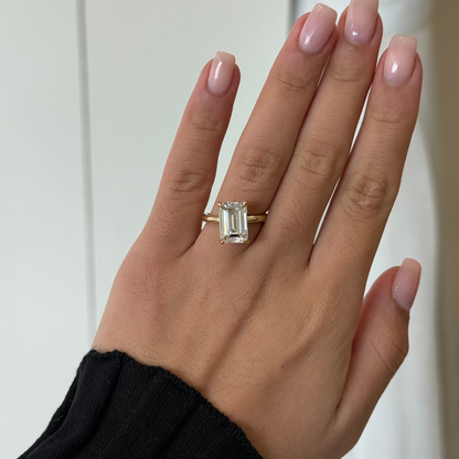 5.05ct Emerald Cut Lab Grown Audrey Design Yellow Gold