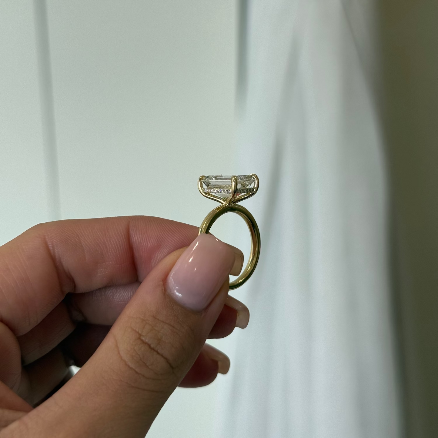 5.05ct Emerald Cut Lab Grown Audrey Design Yellow Gold